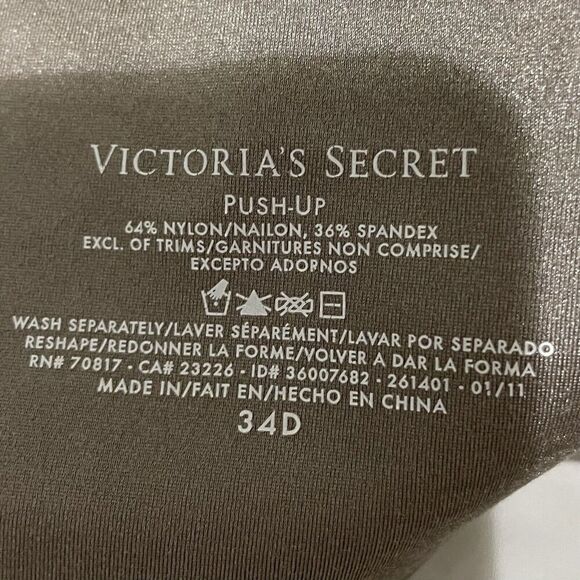 Victorias Secret Womens Full Coverage Push-Up Bra 34D Taupe Plunge Sexy - Picture 6 of 6